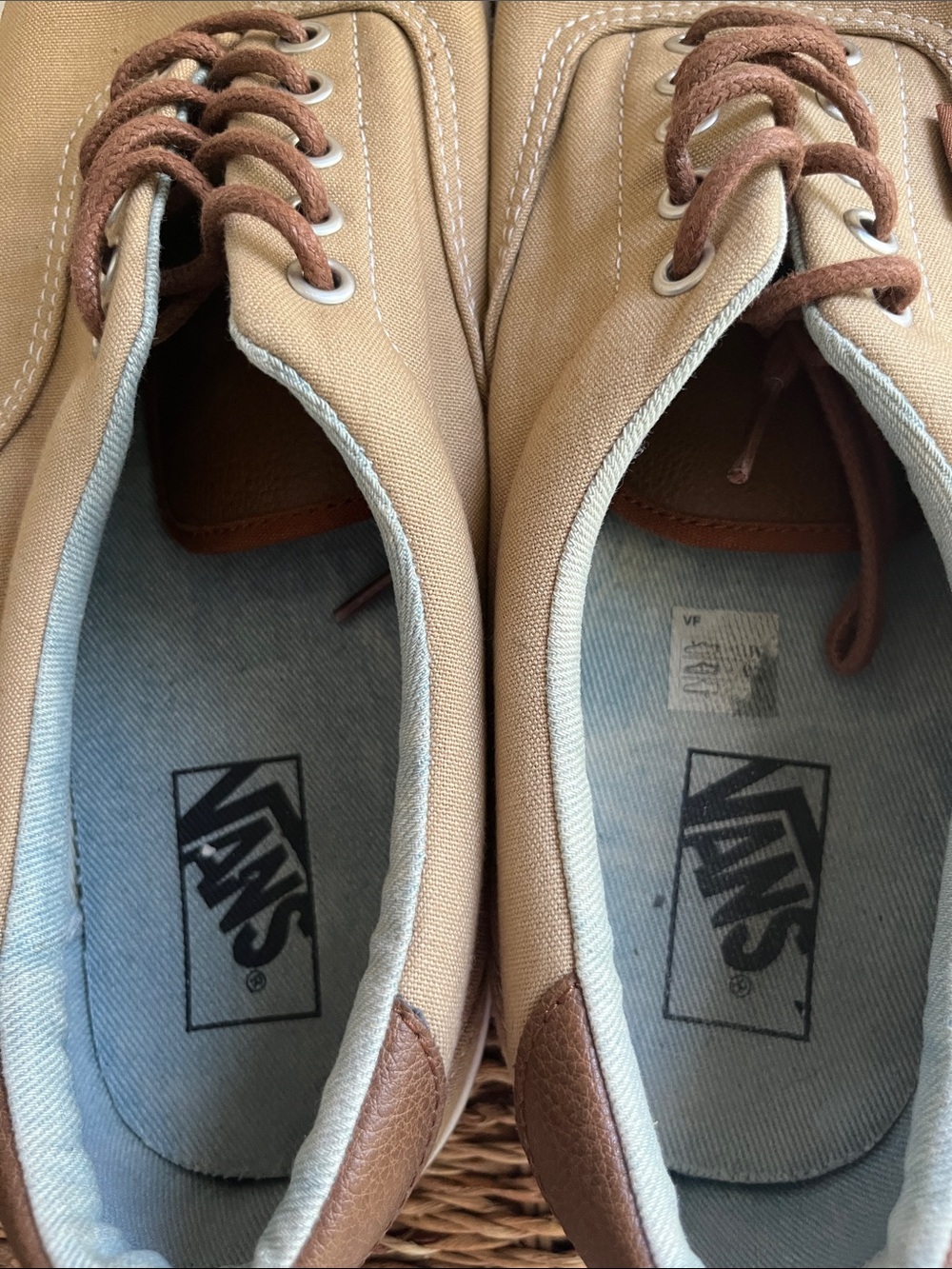 Men’s Vans Authentic Low Top Canvas Sneakers - Beige & Brown - Picture 8 of 10
